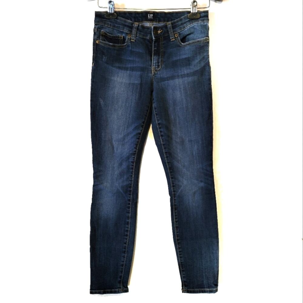 GAP Denim Dark Wash Low Rise Skinny Jeans sz 26 Regular Length
